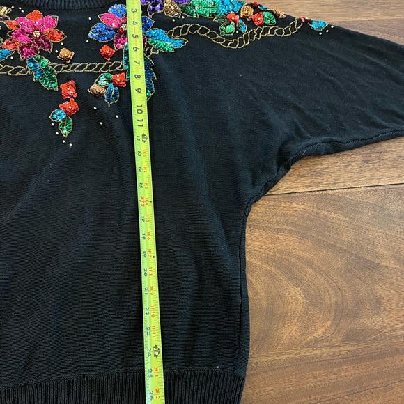 Vintage 80's 90's sequins Diana Marco Black Sweater sz 24 medium large - Picture 9 of 12